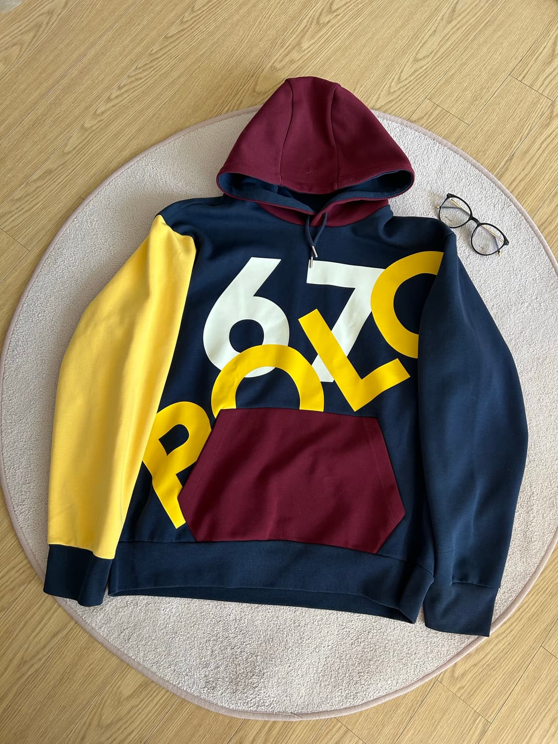 POLO 컬러블록 후드티 L 상품이미지1