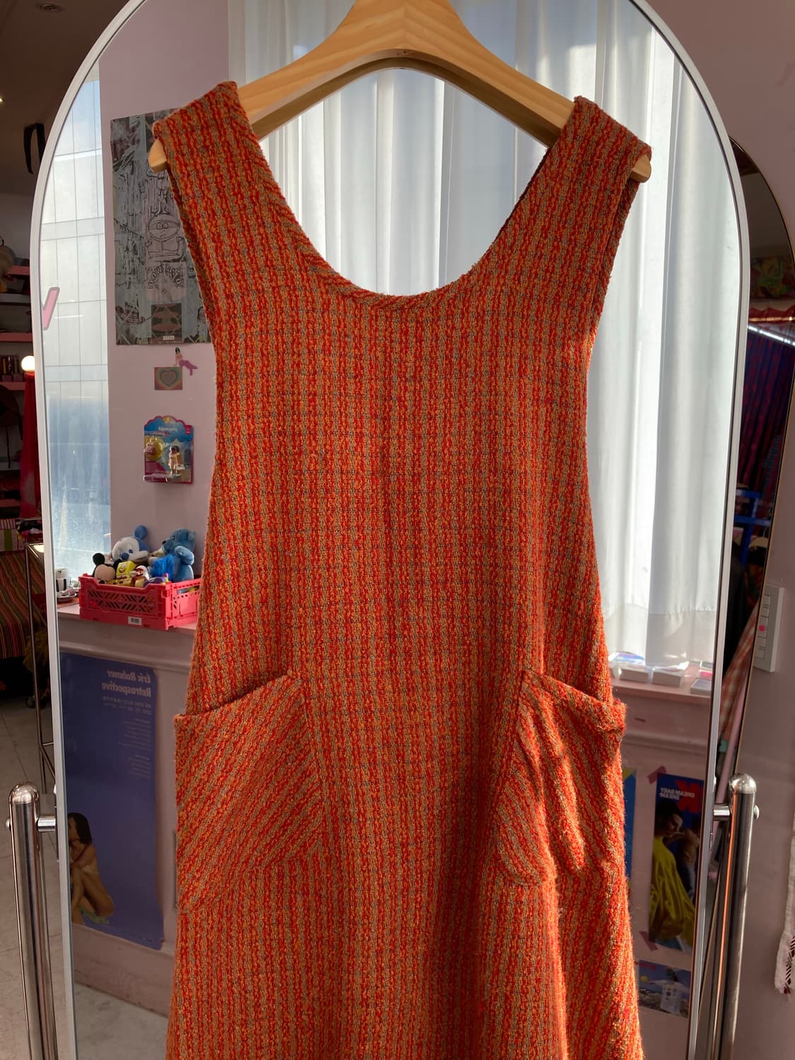 빈티지 오렌지 포켓 나시 니트 원피스 상품이미지2