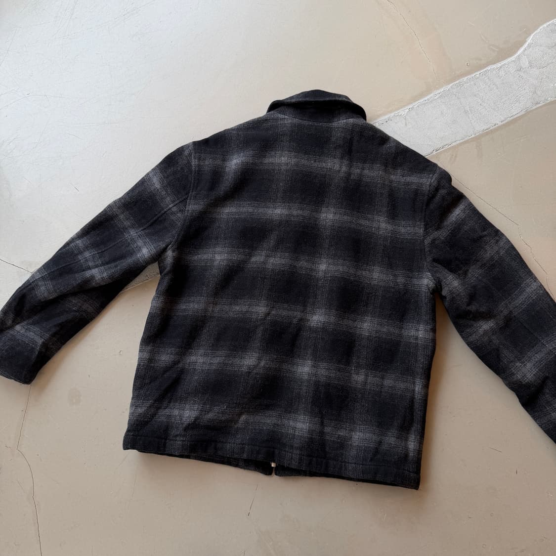 에디바우어 체크 울 블루종 자켓 상품이미지5