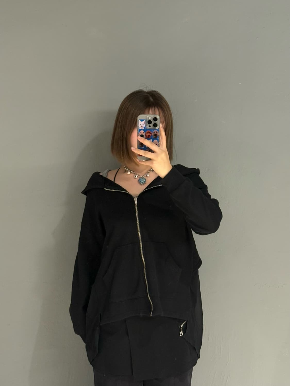 back see-through detail hood zip-up 상품이미지2