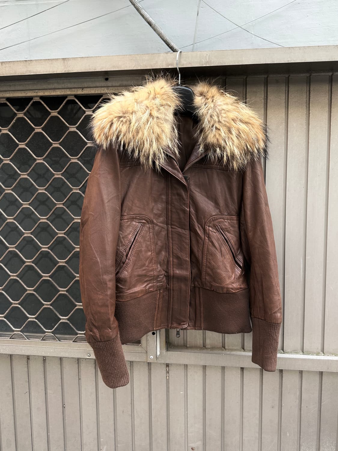 Raccoon fur high neck sheepskin leather  상품이미지1
