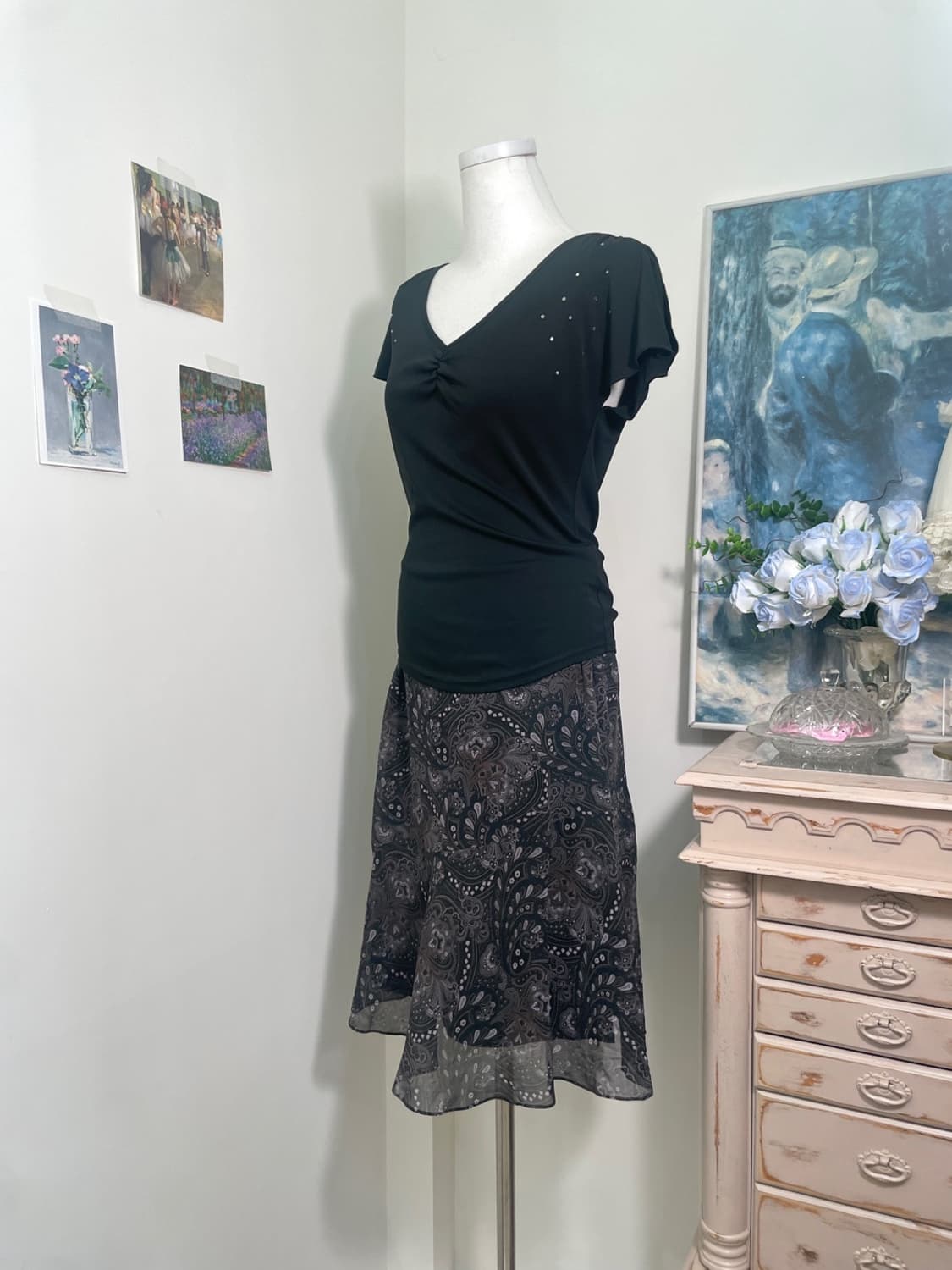 RUE DE B black span shirring cubic top 상품이미지2