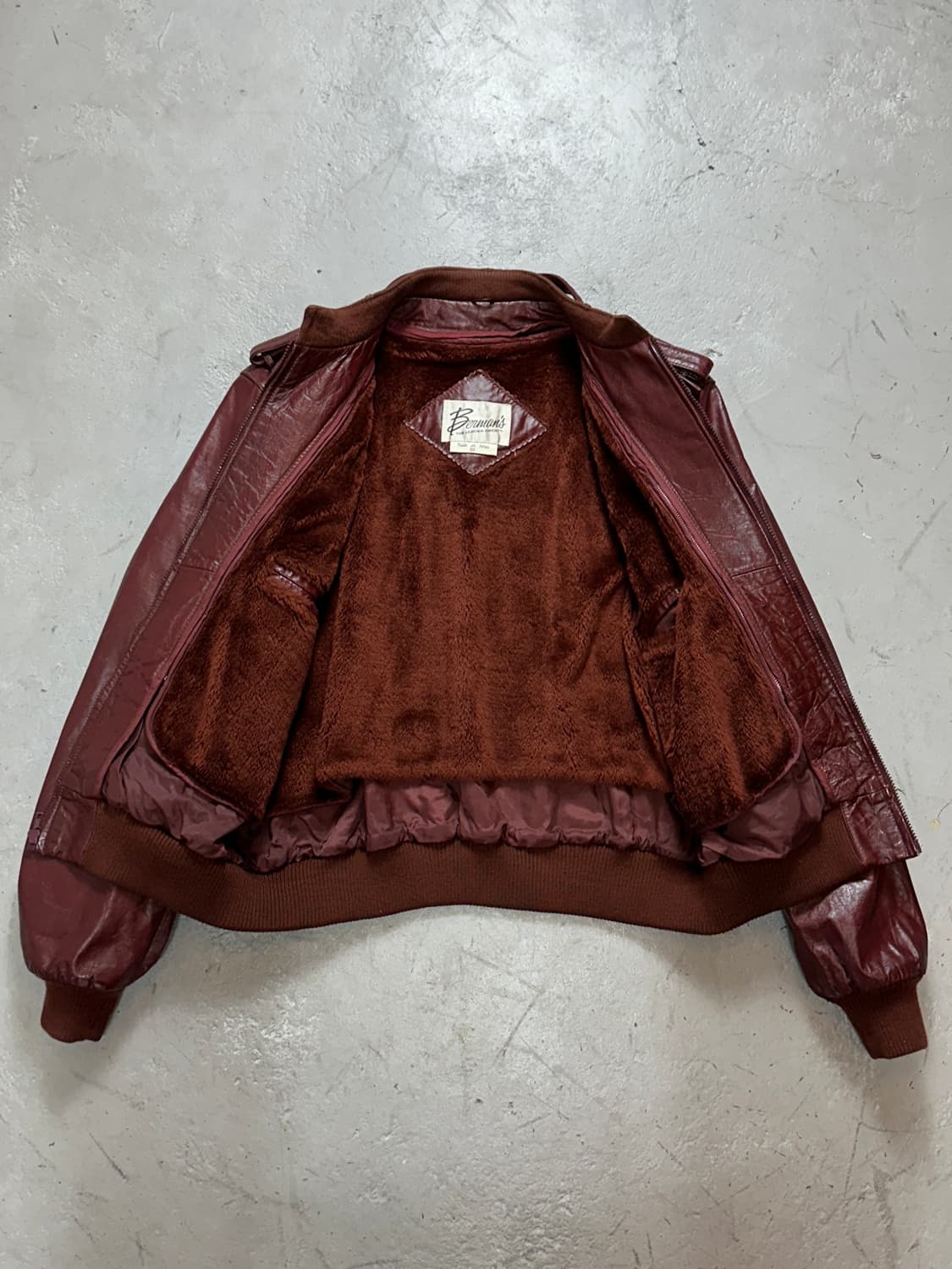 80's 빈티지 버건디 레더자켓 빈티지 레더 봄버 상품이미지8