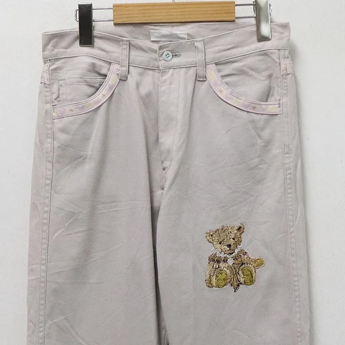 핑크하우스 베이지 곰돌이 자수 팬츠 61369 상품이미지3