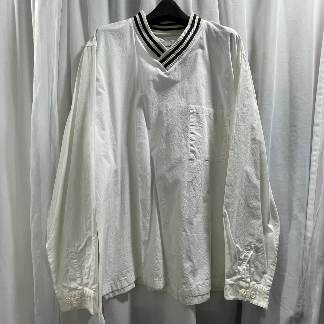 써네이/ 브이넥 립 풀오버 셔츠/ XL 상품이미지1