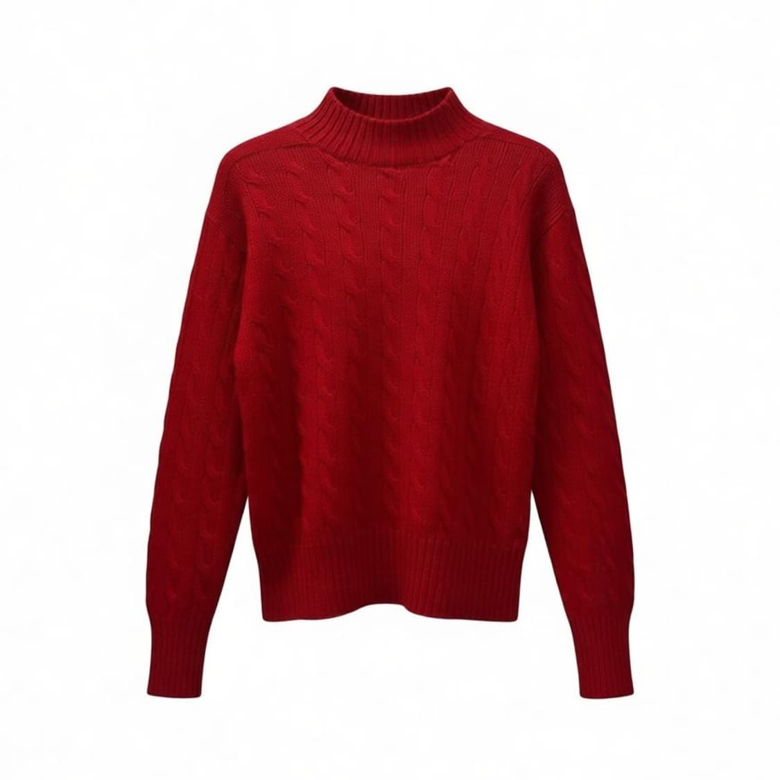 45rpm 케이블 하프넥 울 니트 롱 시보리 디테일 레드 상품이미지1