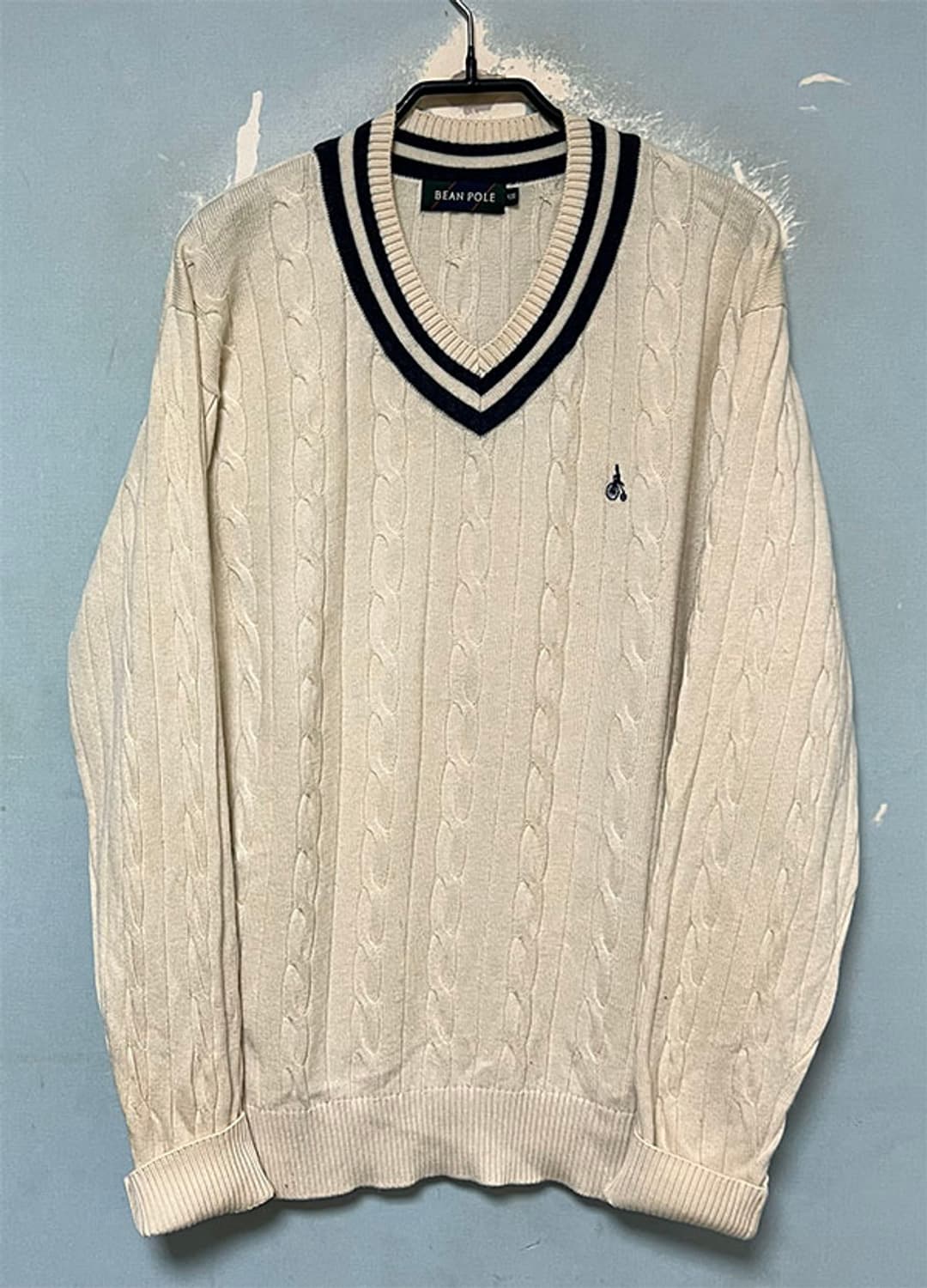 빈폴 남자 꽈배기니트 크리켓 캐주얼 브이넥 XL 105  상품이미지1