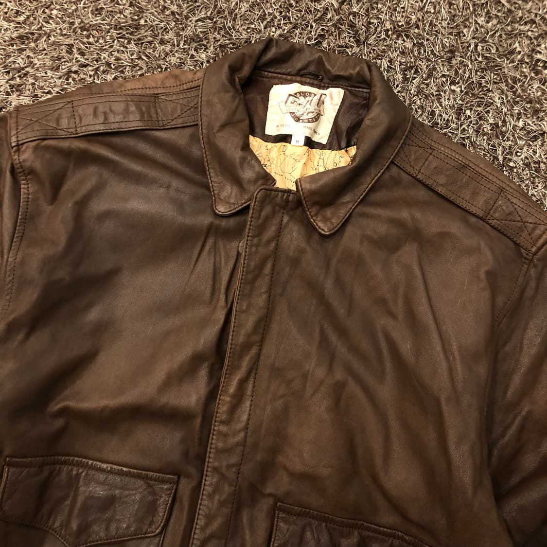 빈티지 리얼레더 브라운 봄버 레더 가죽 자켓 상품이미지2