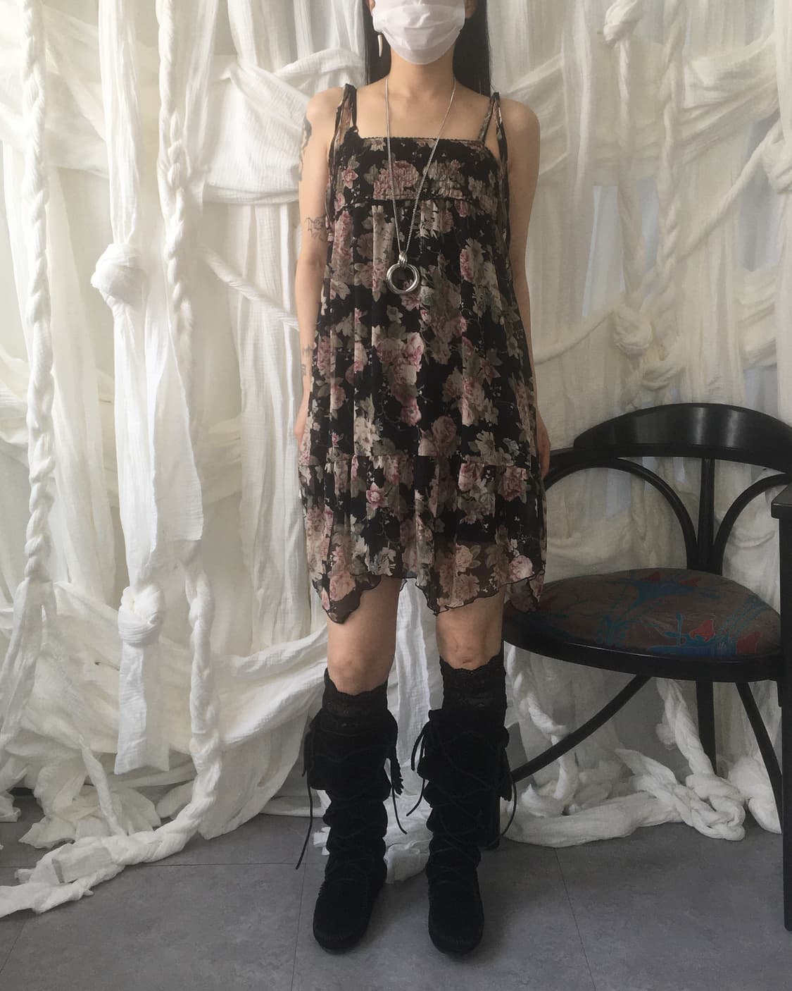 Rosa cheri flower pattern sleeveless one 상품이미지6