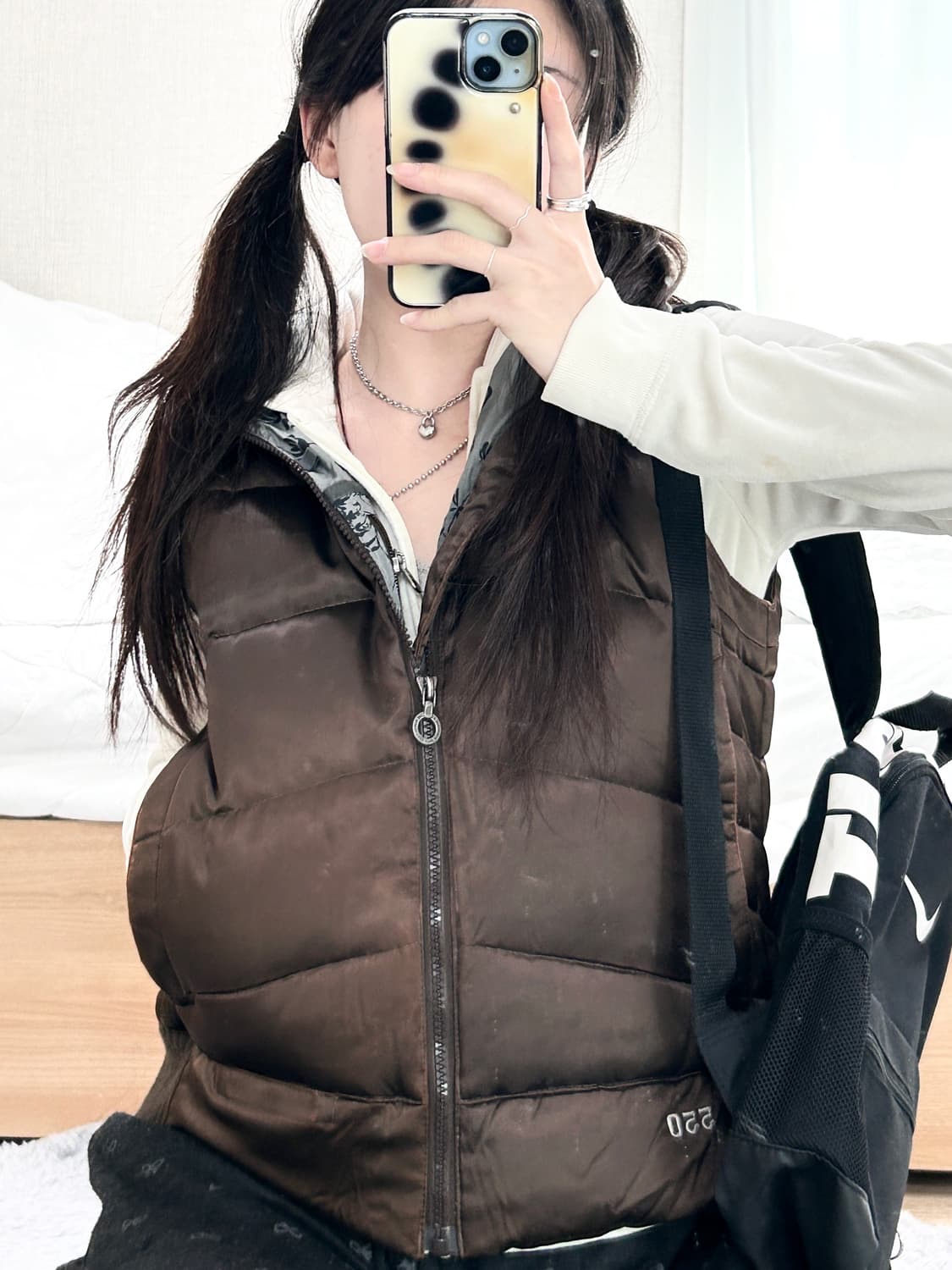 노스페이스 초코 브라운 구스다운 패딩조끼 상품이미지3