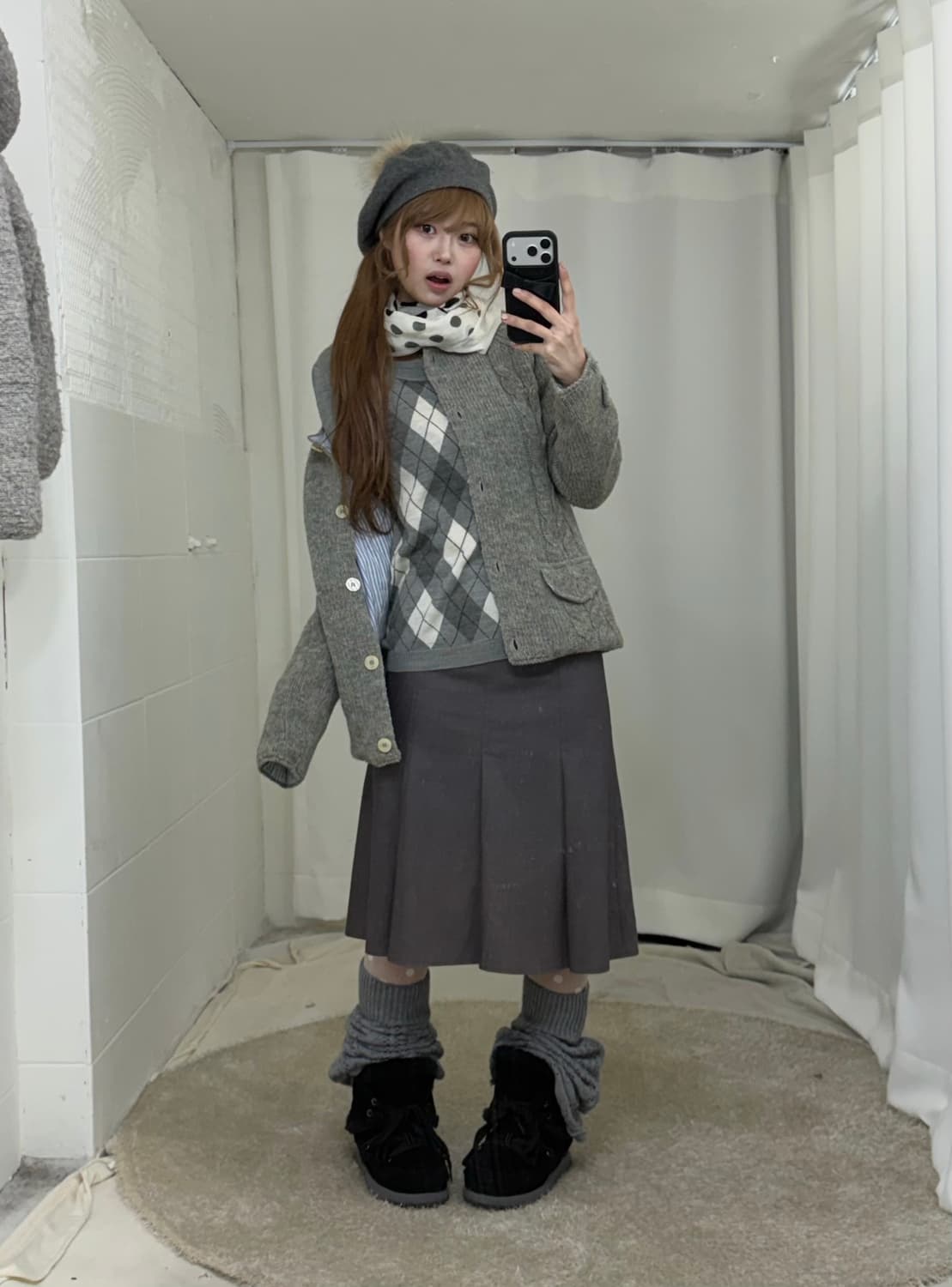 그레이 무채색 니혼진 도트 모리걸 코디세트 상품이미지3