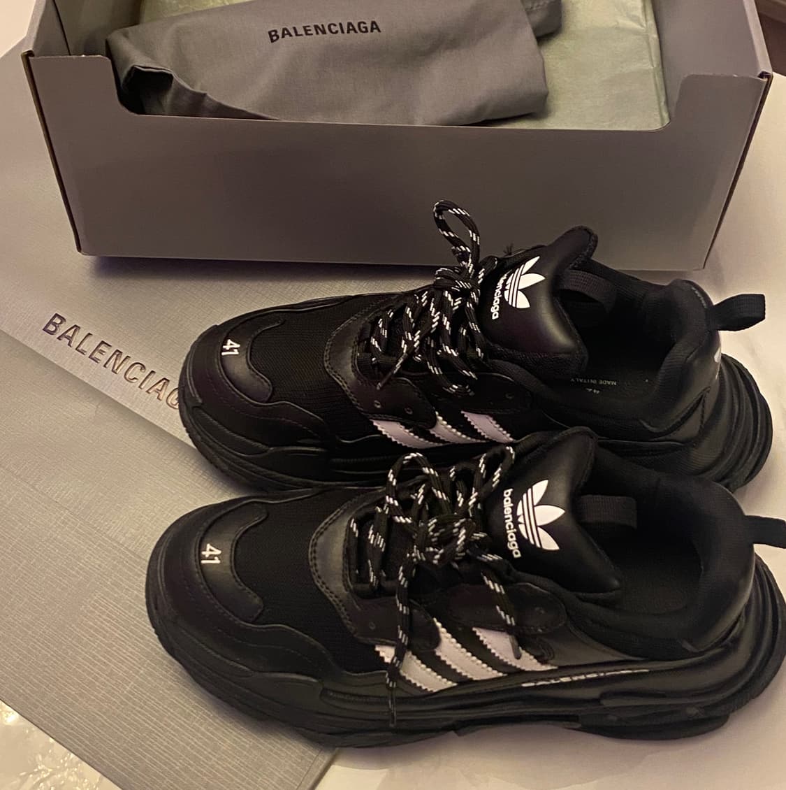 [정품] 발렌시아가X아디다스 신형 트리플S 스니커즈 블랙 265 풀구성품 상품이미지3