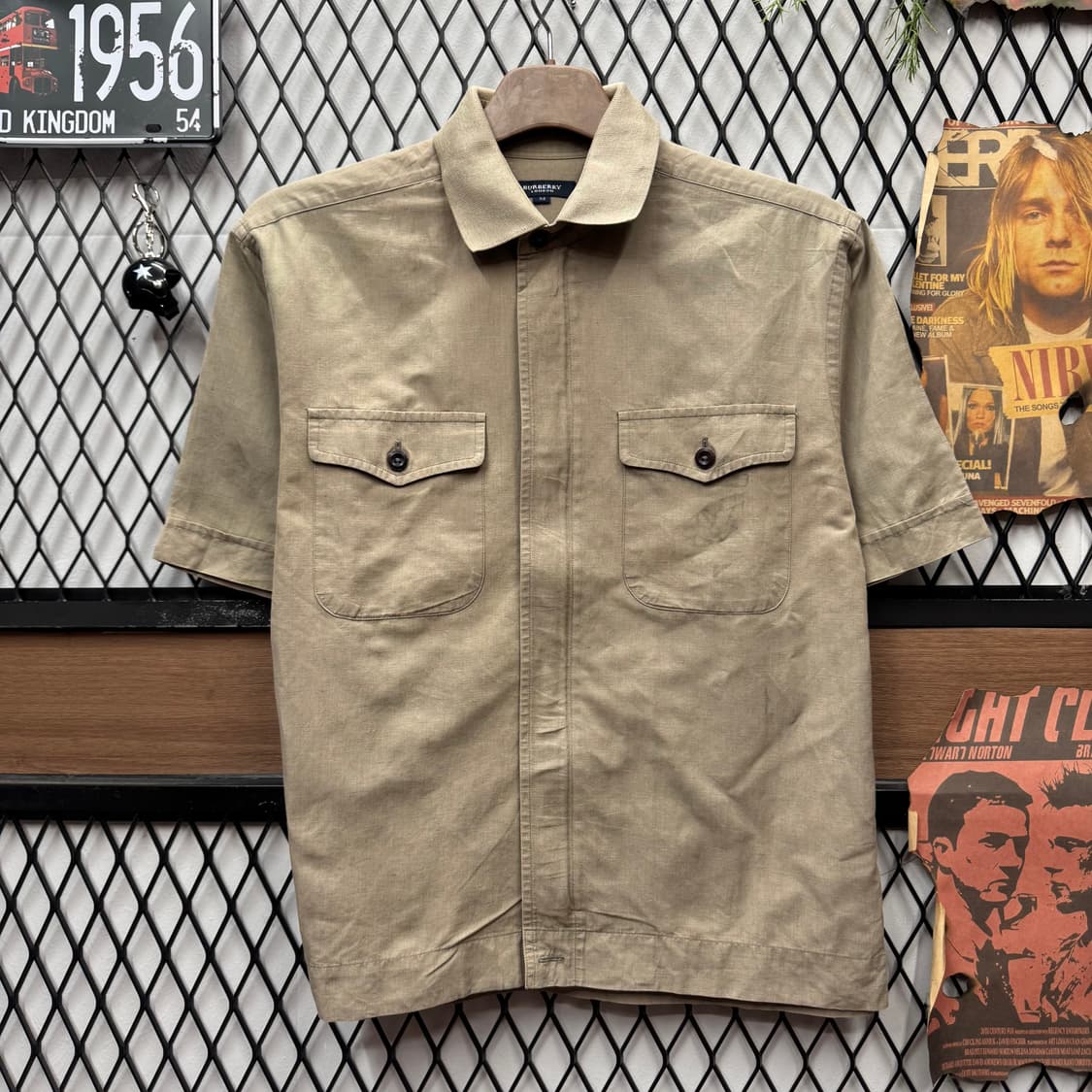 00s 버버리 런던 반팔 워크 셔츠 전면 투포켓 포인트 베이지 상품이미지1