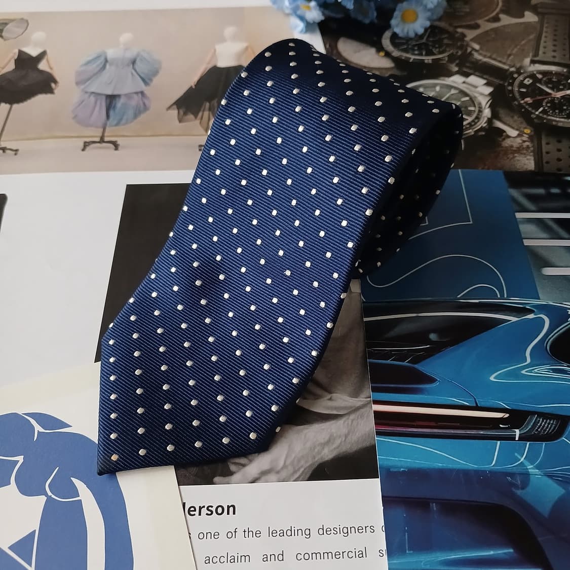 메트로시티 실크 네이비 도트 슬림 넥타이 7.9cm A+등급 A19133 상품이미지2