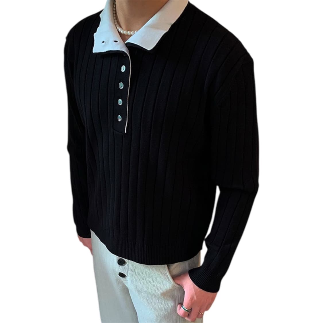 Double Neckline Two-Way Knit Pullover 상품이미지4