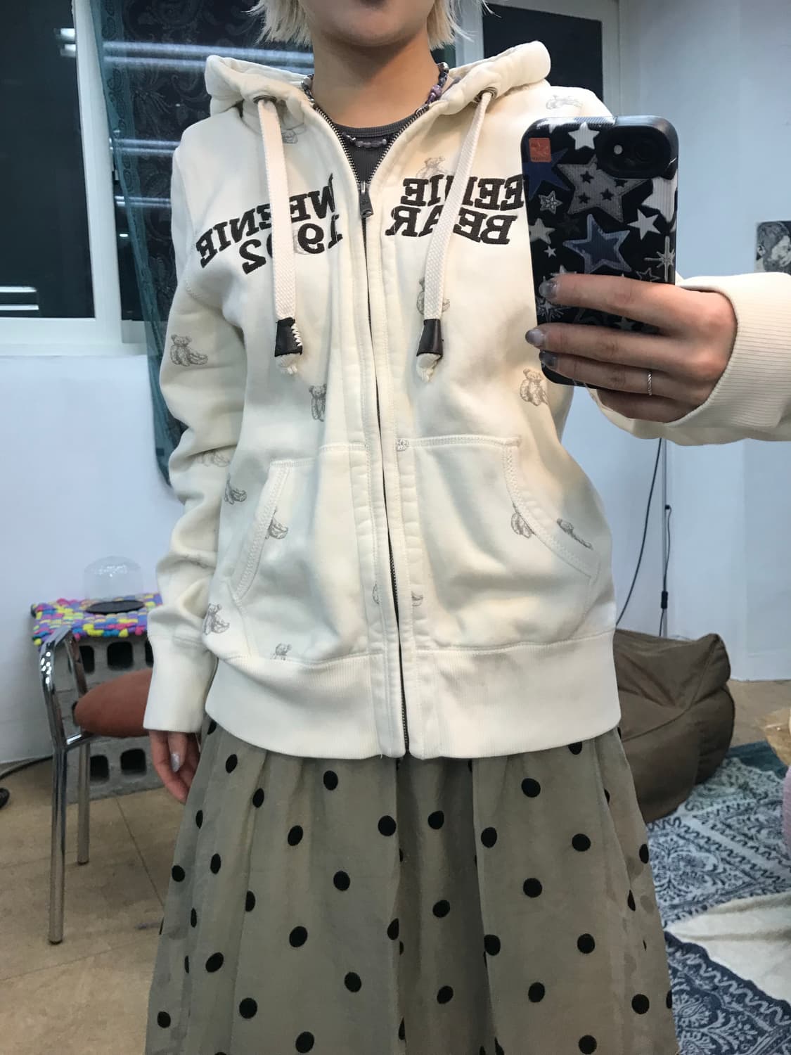 티니위니 빈티지 곰돌이 프린팅 기모 후드집업  상품이미지2