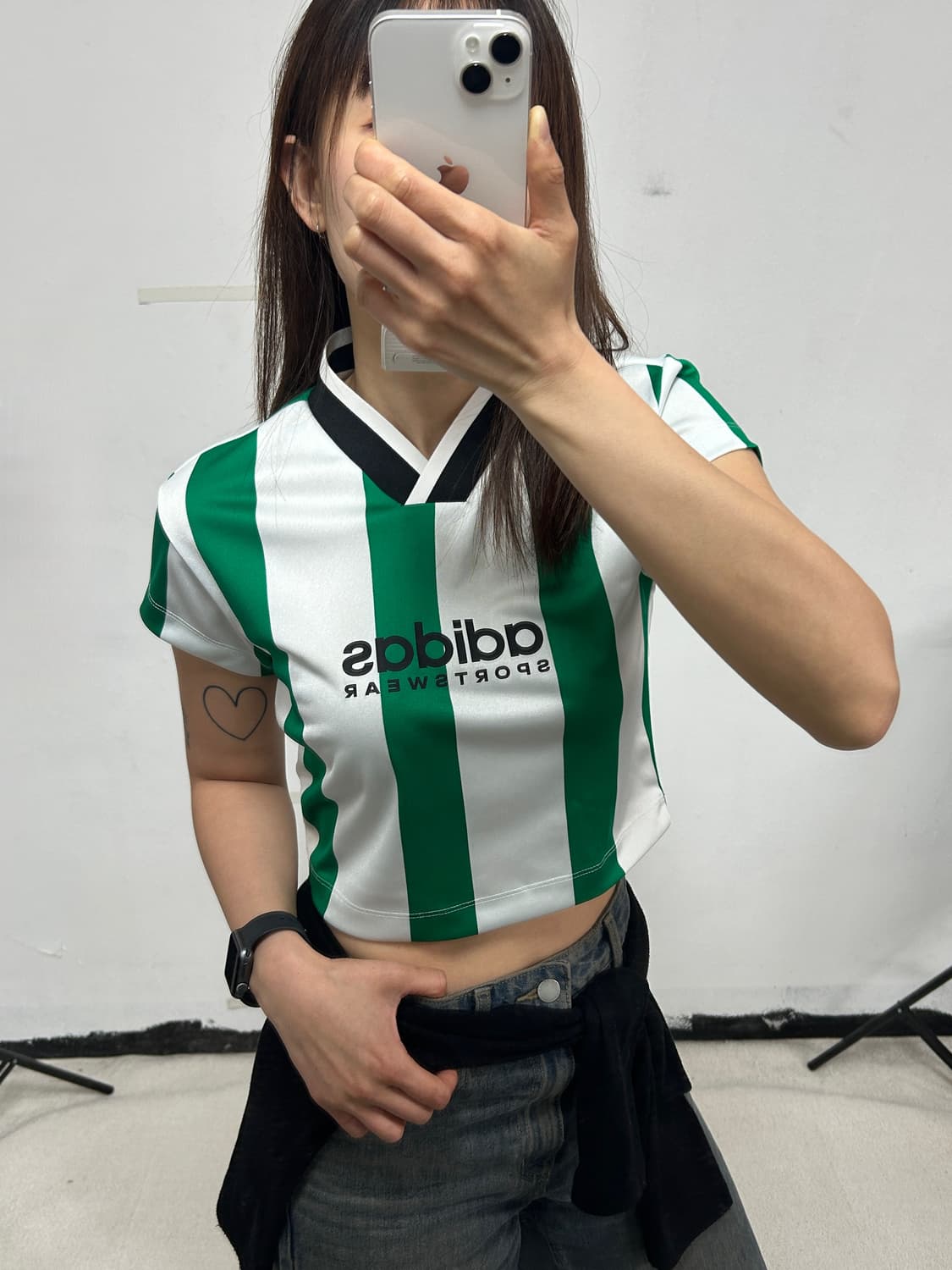 아디다스 티로 컬러블록 크롭 티셔츠 상품이미지1