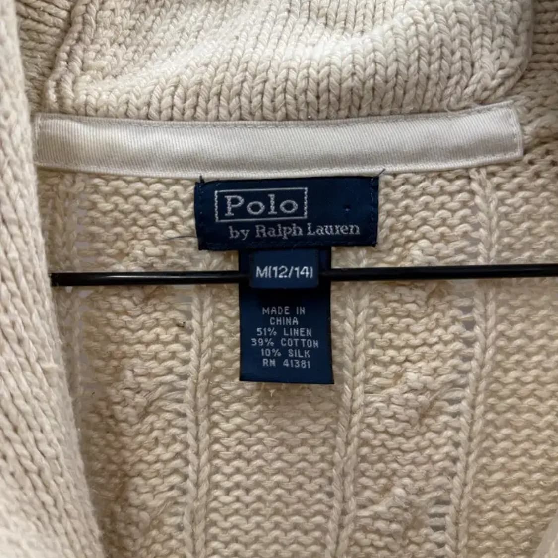 Polo Shawl Collar Cable Knit Cardigan M 상품이미지4