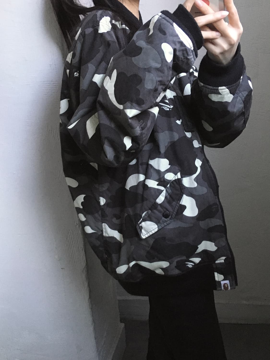 Bape 베이프 블랙 카모 봄버 자켓 상품이미지2