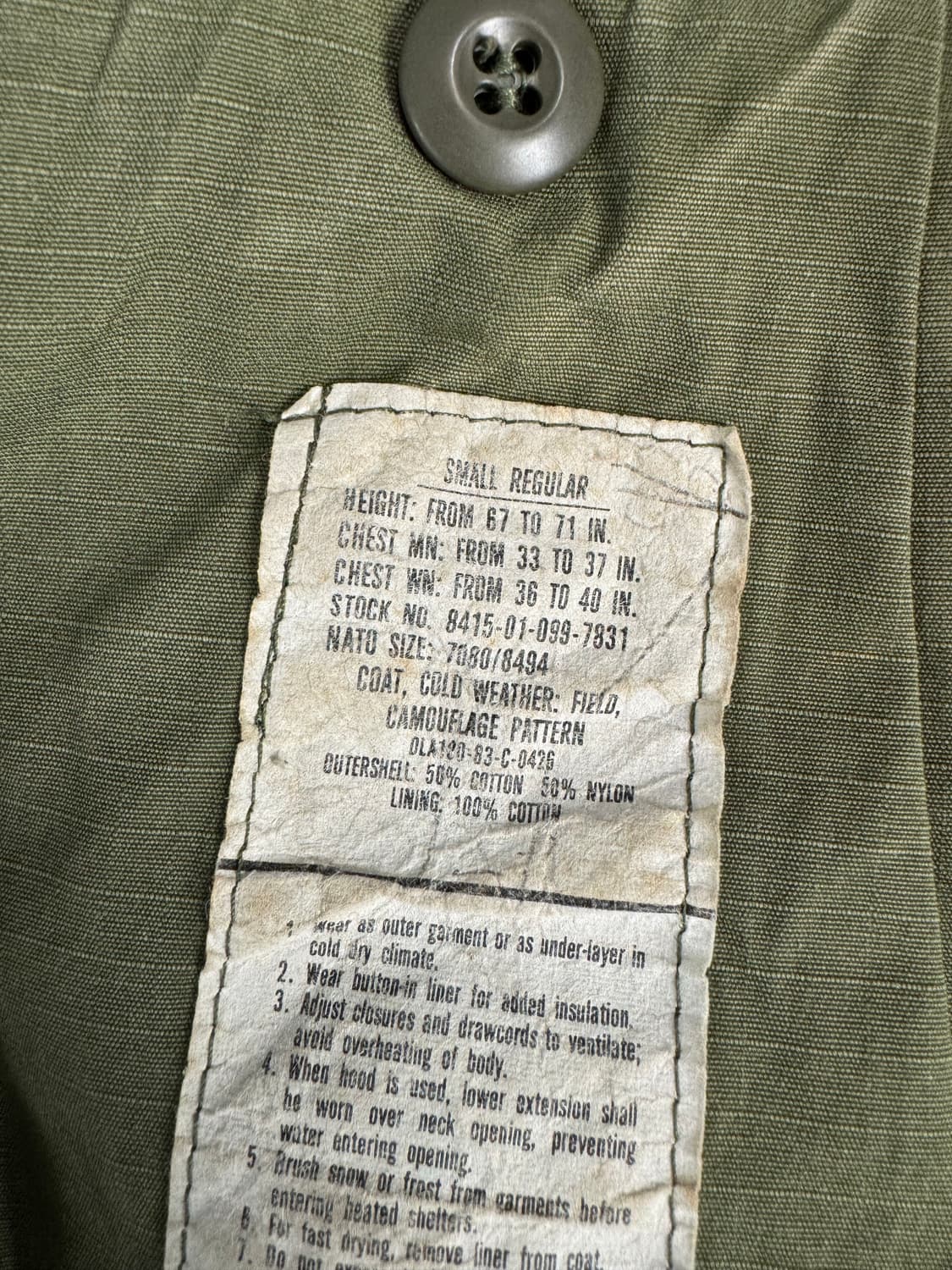 (103)M65 필드자켓 미군 우드랜드 카모 야상 스몰 레귤러 상품이미지3