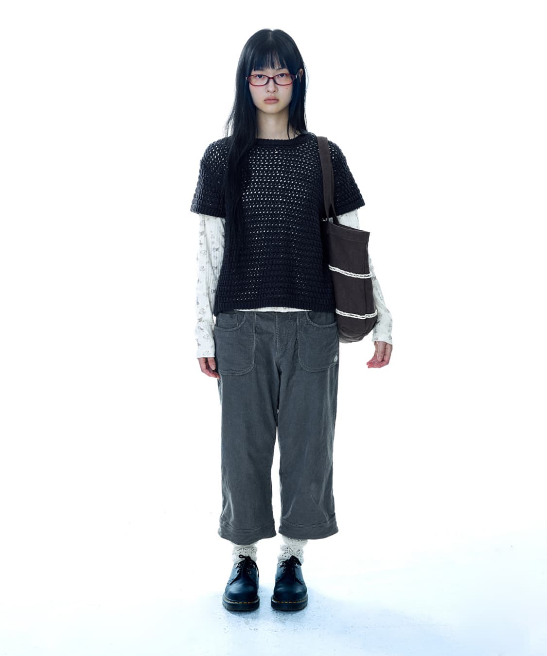 코이세이오 COYSEIO 러스틱 코듀로이 카프리 팬츠 차콜 상품이미지2