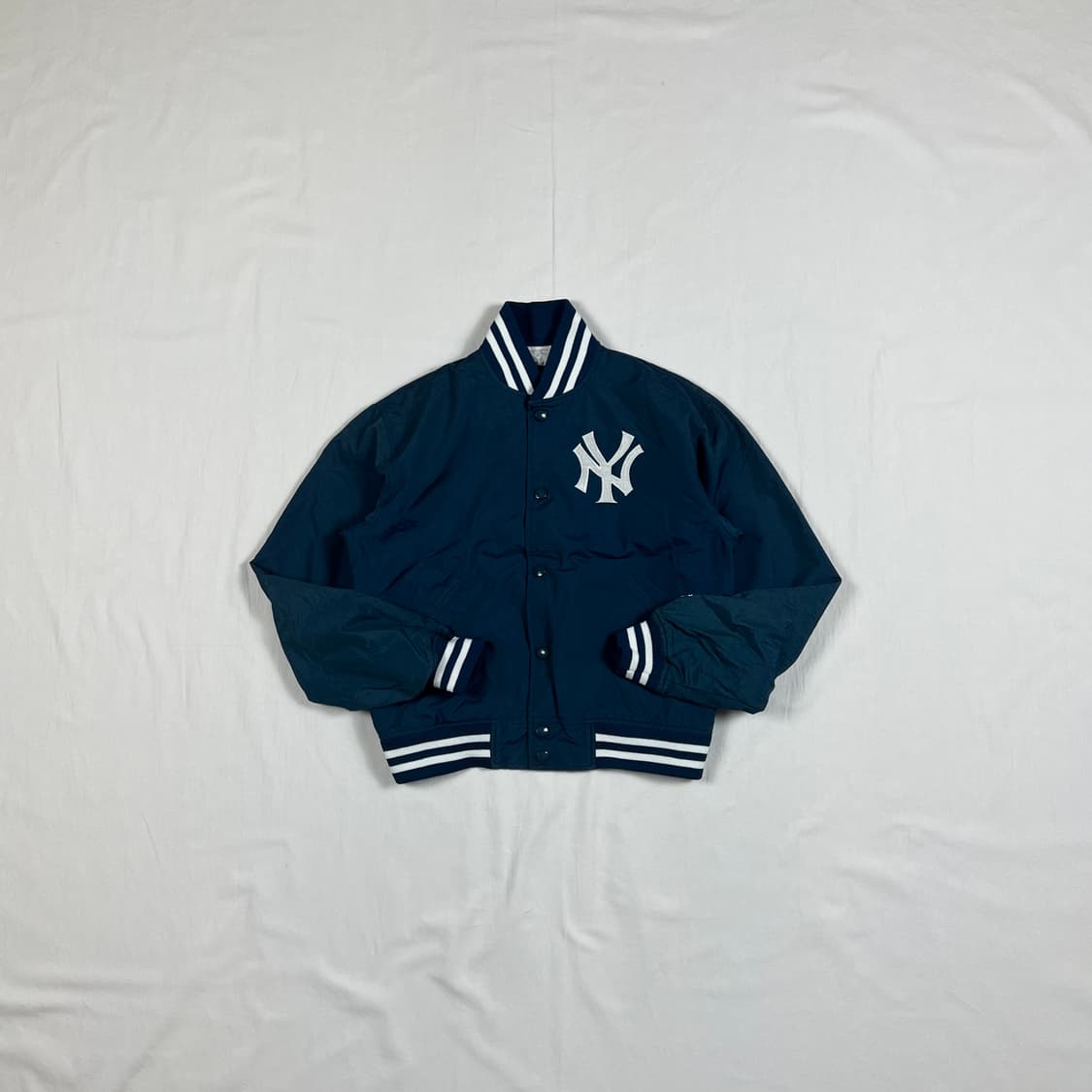 90‘s 스타터 starter 키즈 ny양키즈 팀 로고 블루종 자켓 상품이미지1