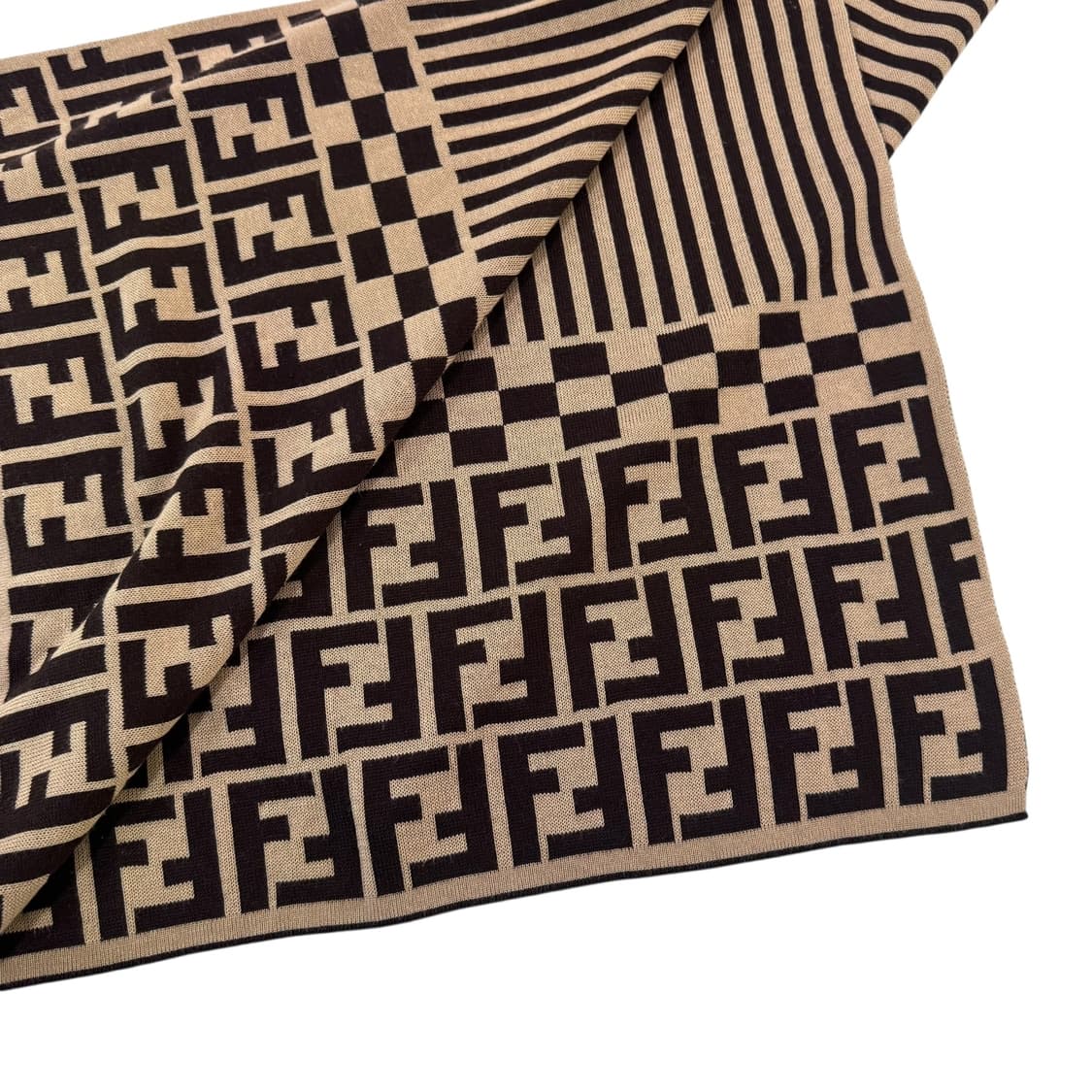 정품 펜디 쥬카 스트라이프 브라운 머플러 상품이미지3