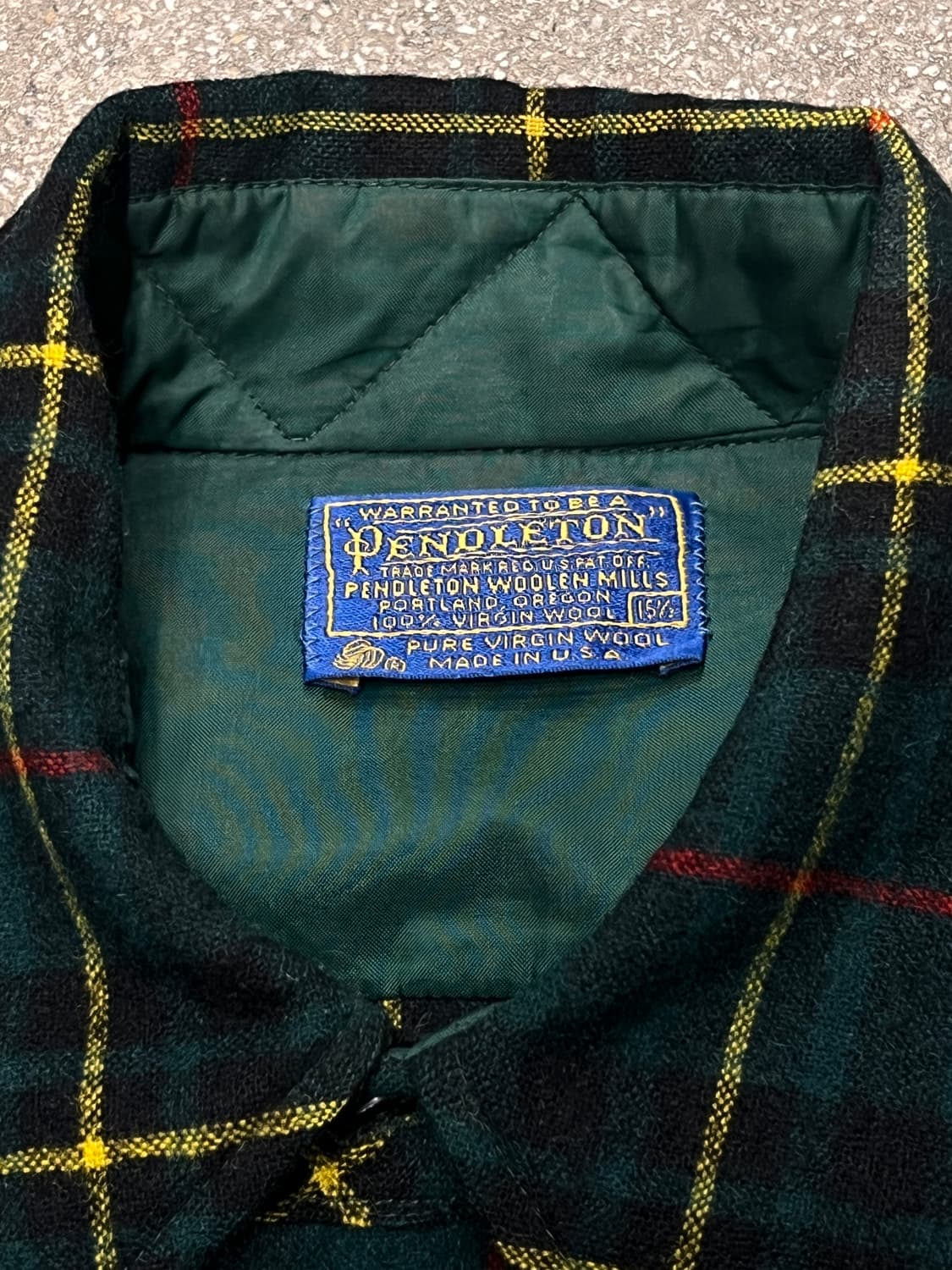 70‘s 펜들턴 울 체크 셔츠 그린 상품이미지3