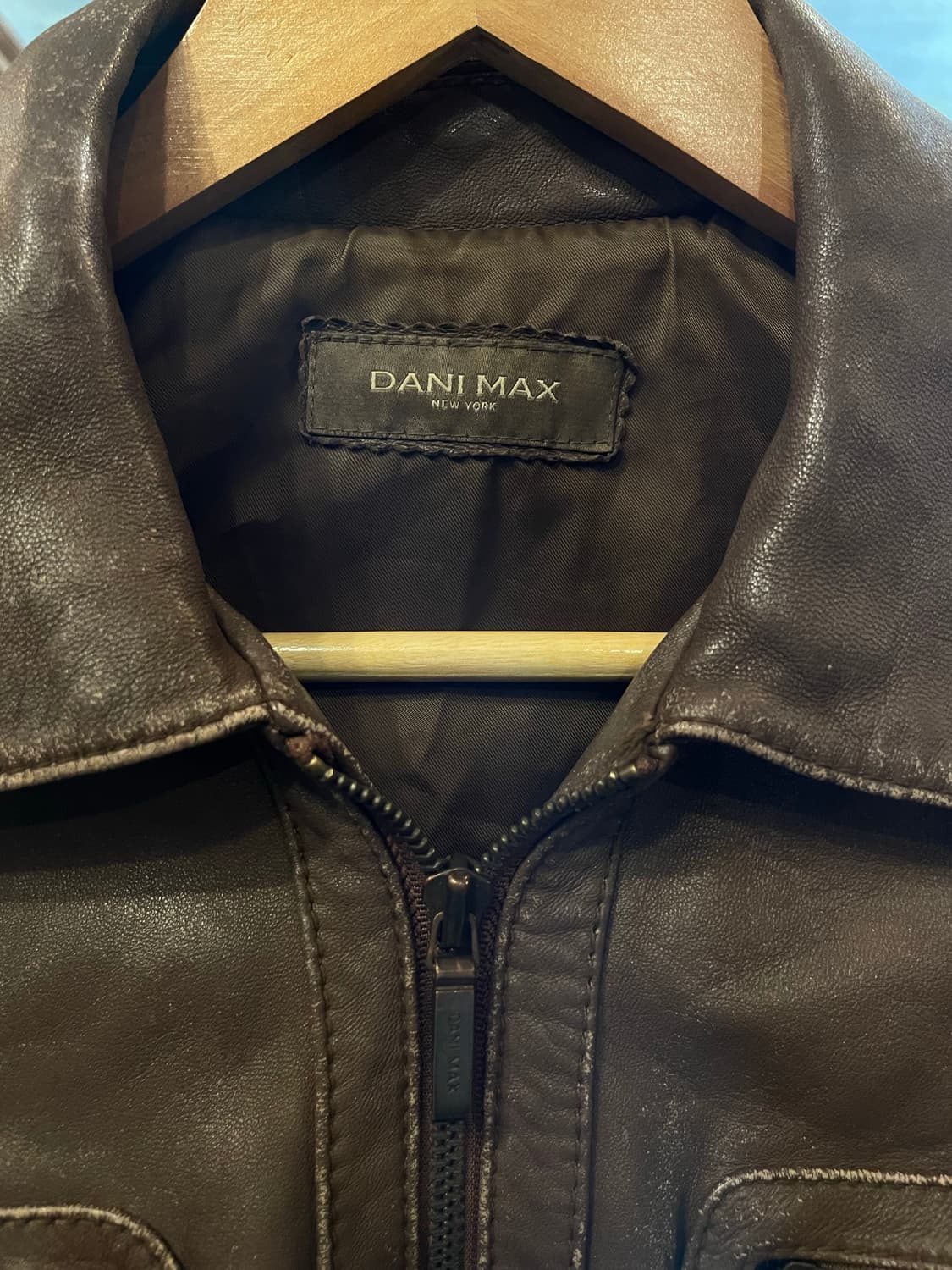 DANI MAX 카라넥 포켓 양가죽 자켓 브라운 상품이미지5