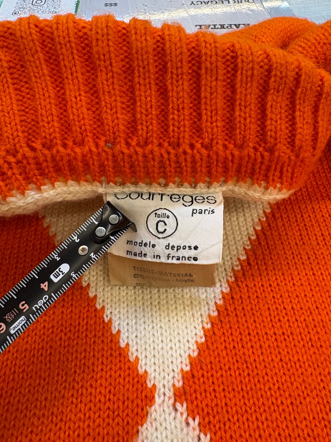 꾸레쥬 아가일 터틀넥 니트 상품이미지3