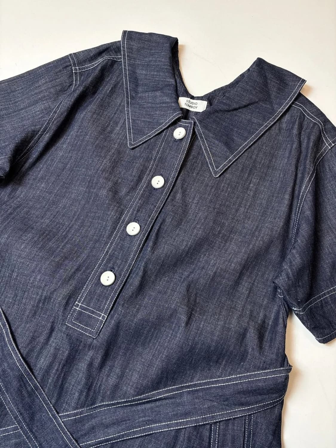 스튜디오톰보이 23ss 빅카라 벨티드 데님 원피스 PN8711 상품이미지2