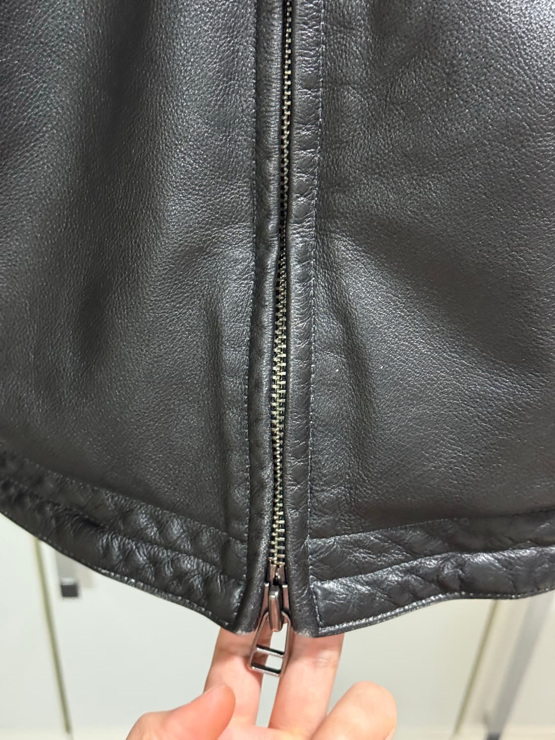 (XL) 프리즘웍스 디스트로이드 카우하이드 레더 가죽 자켓 워시드 블랙 상품이미지3