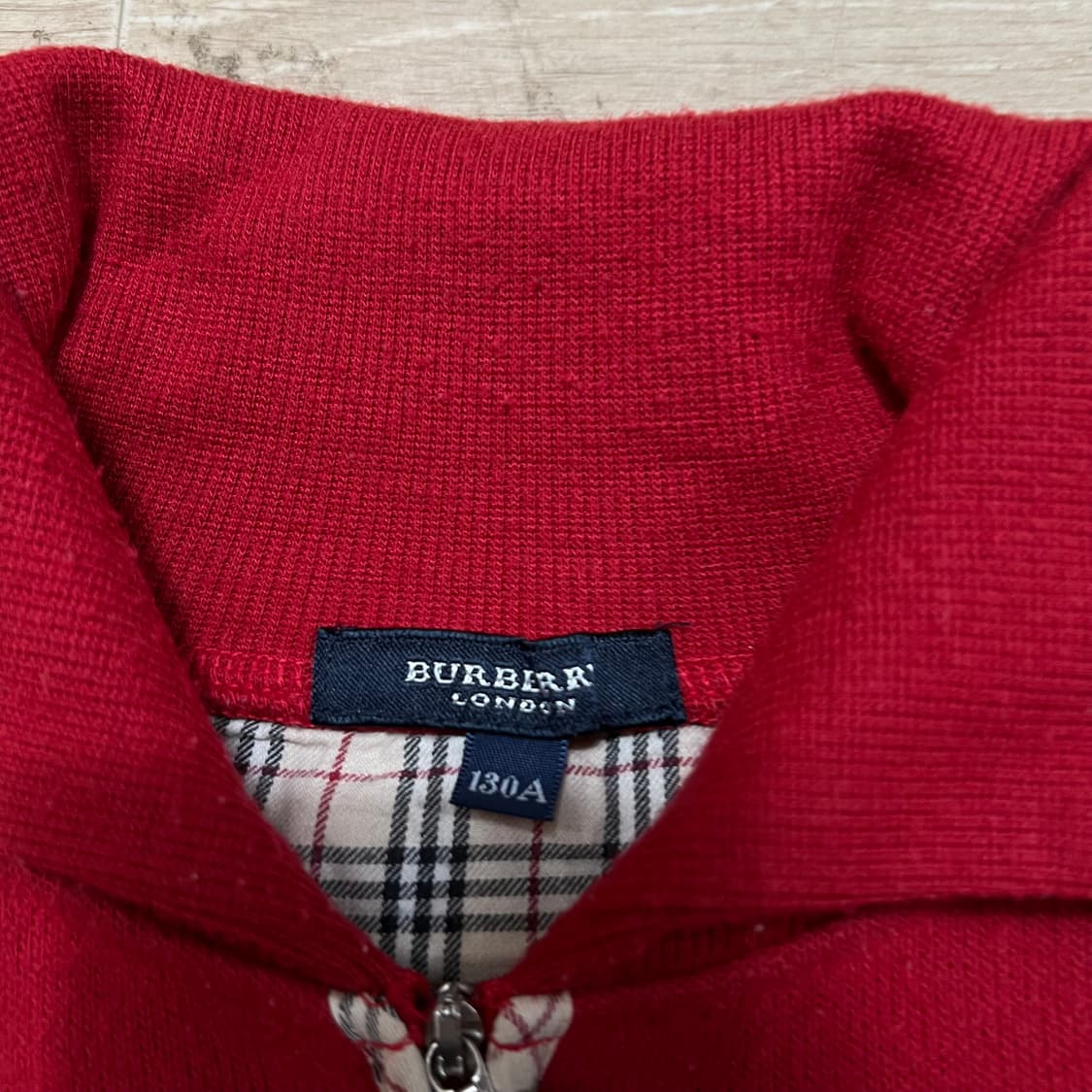 버버리 키즈 노바체크 하이넥 스탠드카라 방풍 니트집업 [딥 레드] 130 상품이미지4
