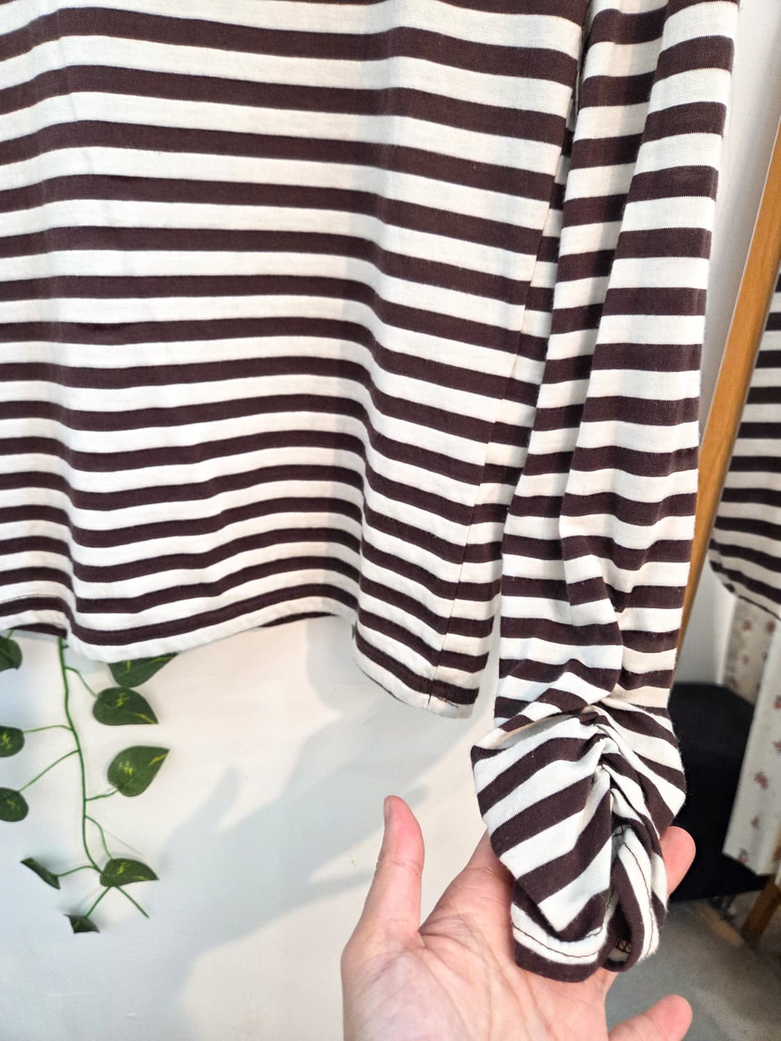 브라운 스트라이프 슬리브 상품이미지3