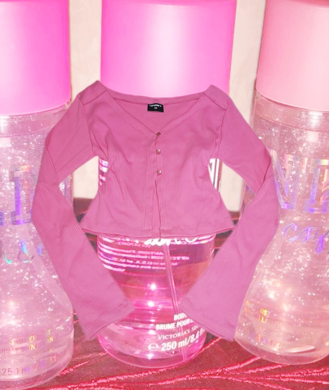 (새상품)y2k 갸루 스펑키 라인 버튼 가디건 핑크 상품이미지1