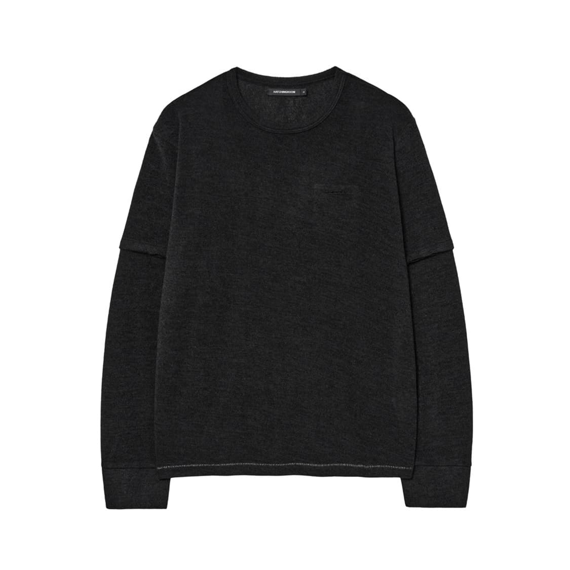 해칭룸 레이어 커프스 티 블랙 상품이미지1