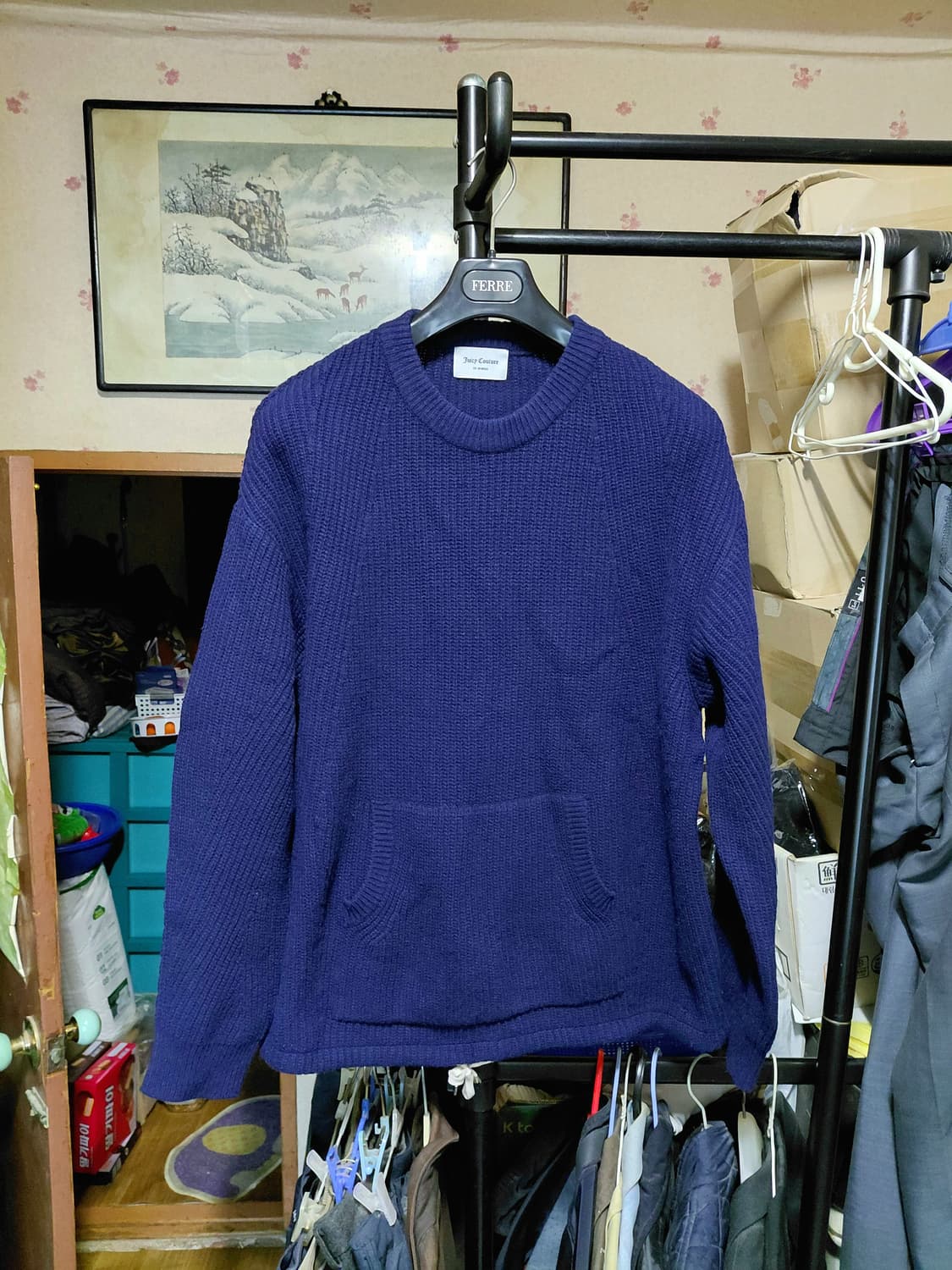 [쥬시꾸뛰르]캥거루포켓 울 니트 여자F(프리)사이즈 상품이미지1