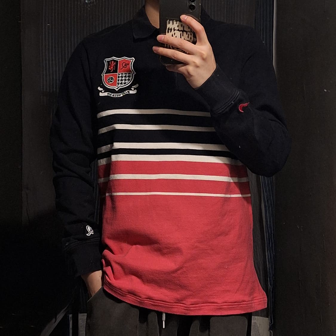 나이키 피그먼트 블랙 핑크 화이트 호나우지뉴 올드스쿨 카라넥 럭비티 상품이미지1