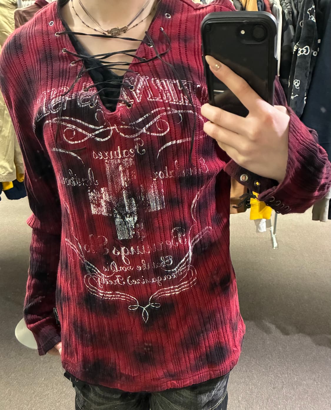 L)BERNING SHO 빈티지 여성 레이스업 펑크 니트 상품이미지2