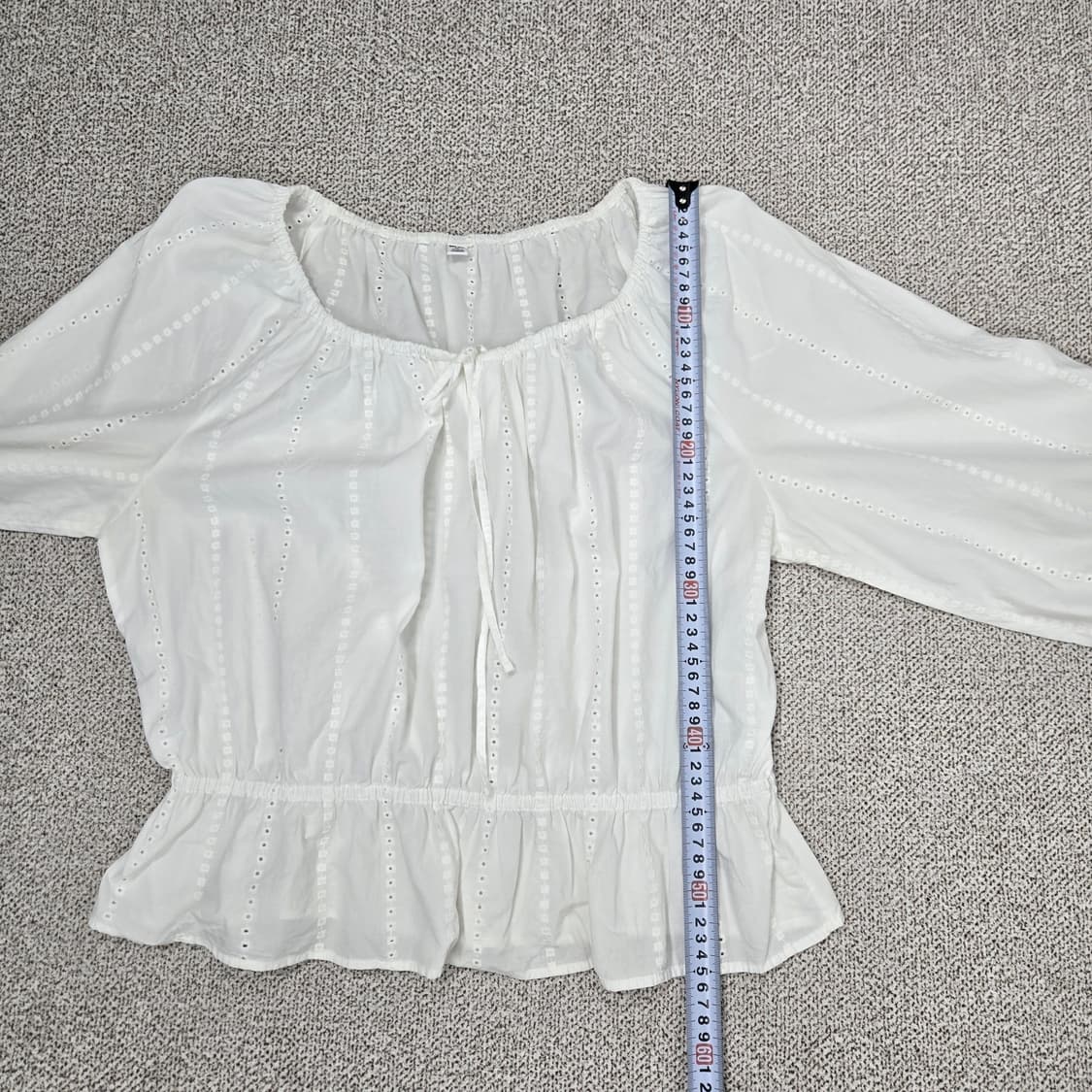 0182 유니클로 화이트 펀칭 블라우스 7부XL 상품이미지8