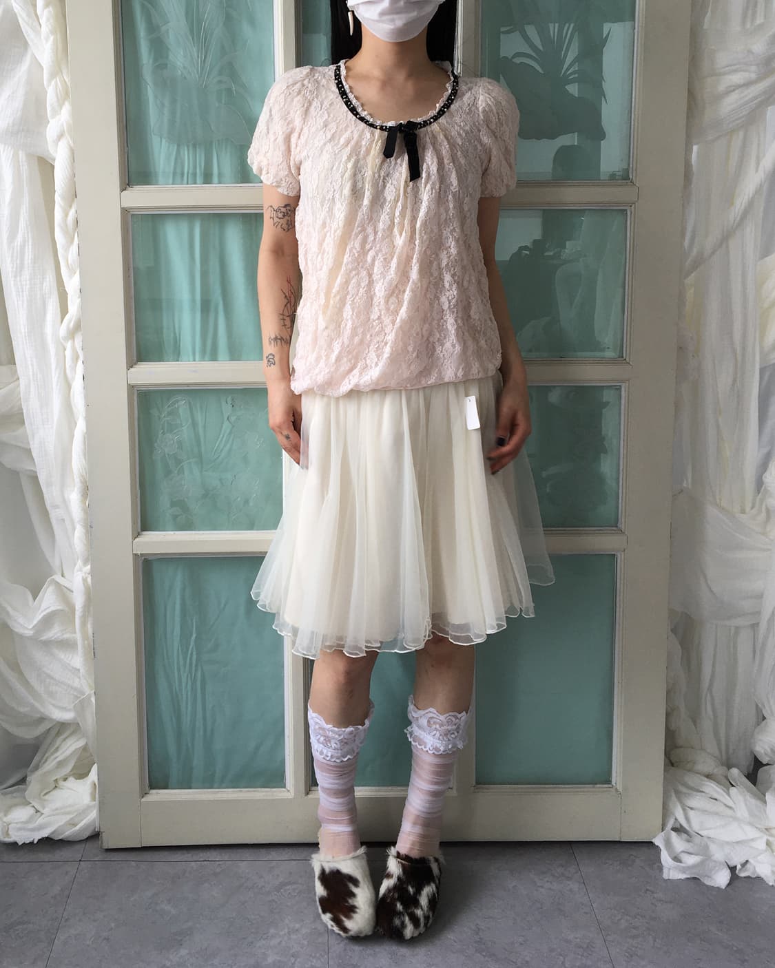 Ribbon point lace top 상품이미지8