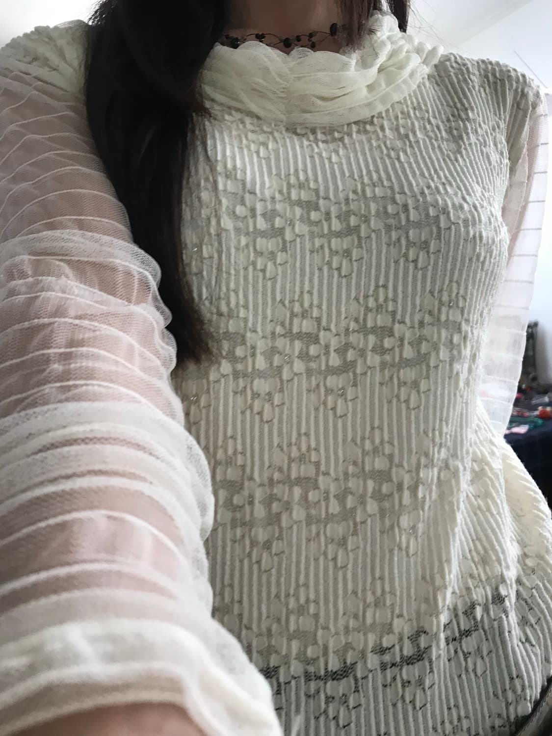 vintage see-through pattern top 상품이미지3