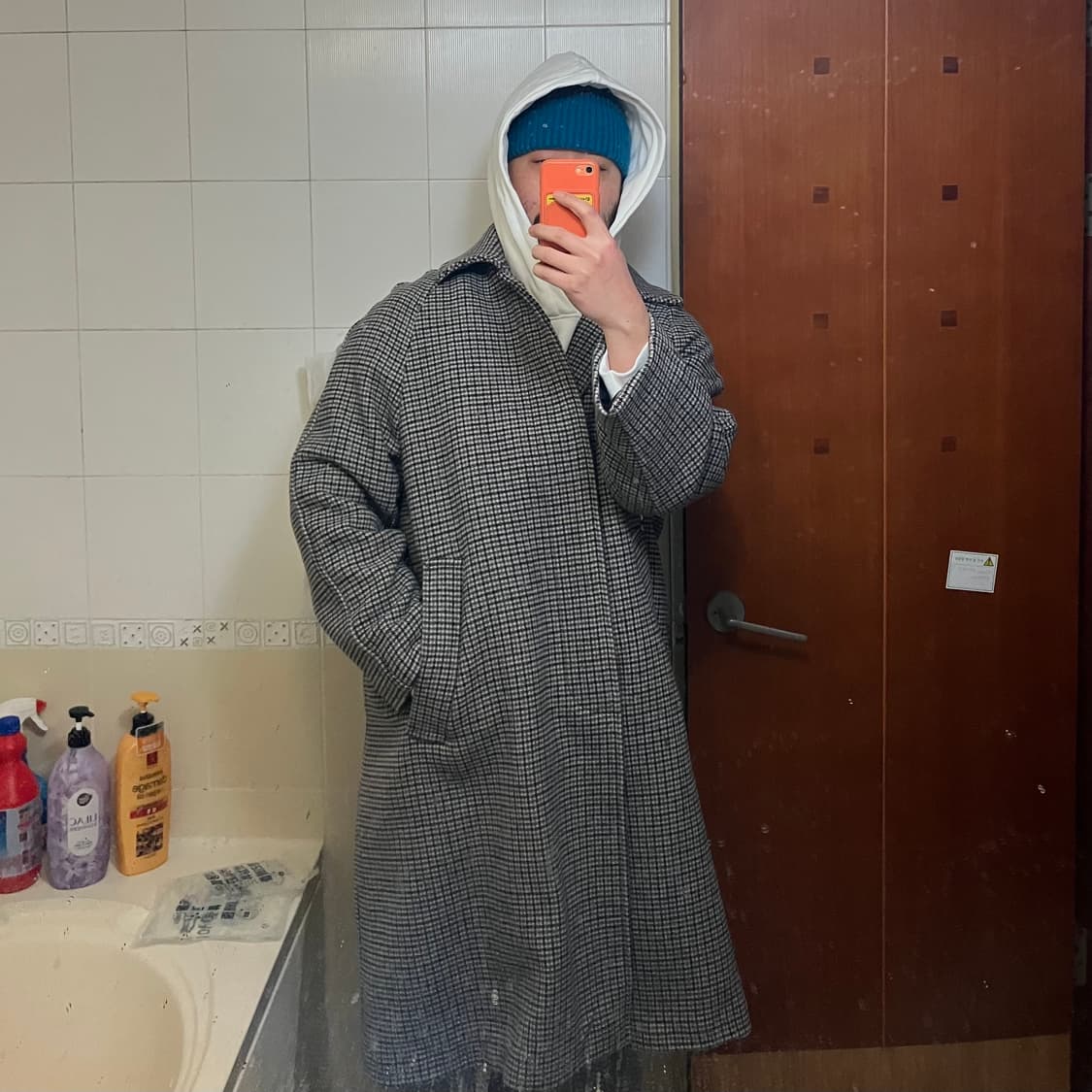 h&m 건클럽체크 발마칸 코트 오버핏 상품이미지1