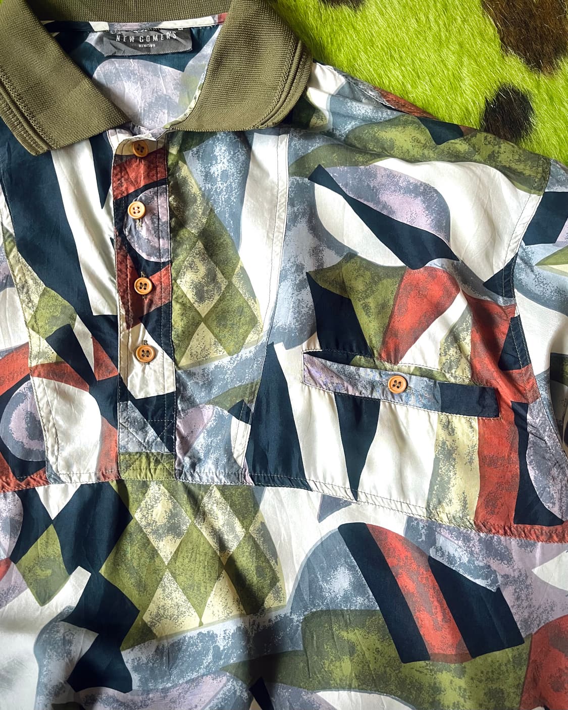 80-90s Jpn Vintage Silk 1/2 PK-Shirt 상품이미지6