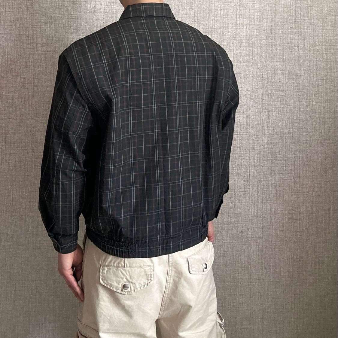 아디다스 90s 체크 패턴 블루종 자켓 상품이미지4