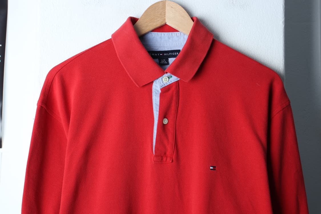 (L-2XL) 타미힐피거 반팔 카라 티셔츠 빅사이즈 레드-H30284 상품이미지3