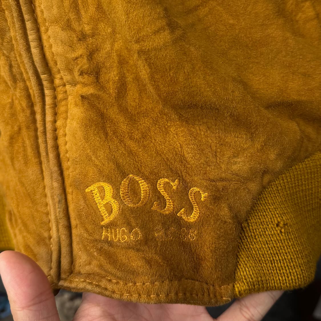 90s 휴고 보스 오리지널 리얼 레더 스웨이드 봄버 블루종 자켓 N242 상품이미지6