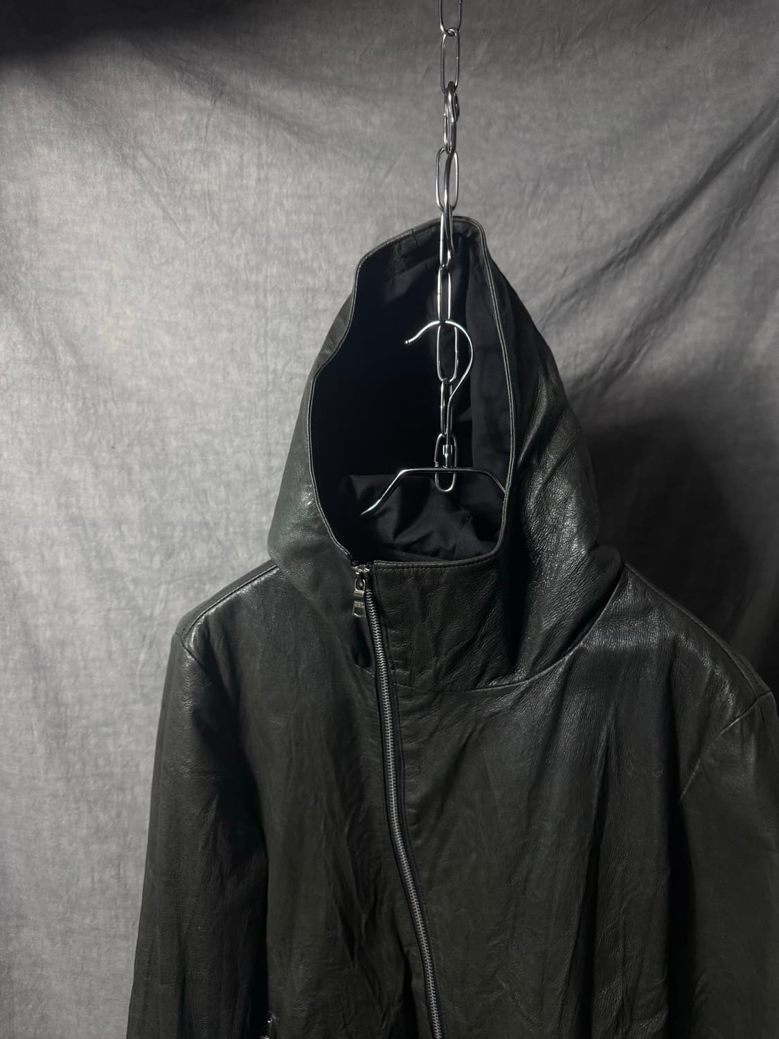 LHP Asymmetric Pigskin Hooded Leather 상품이미지4