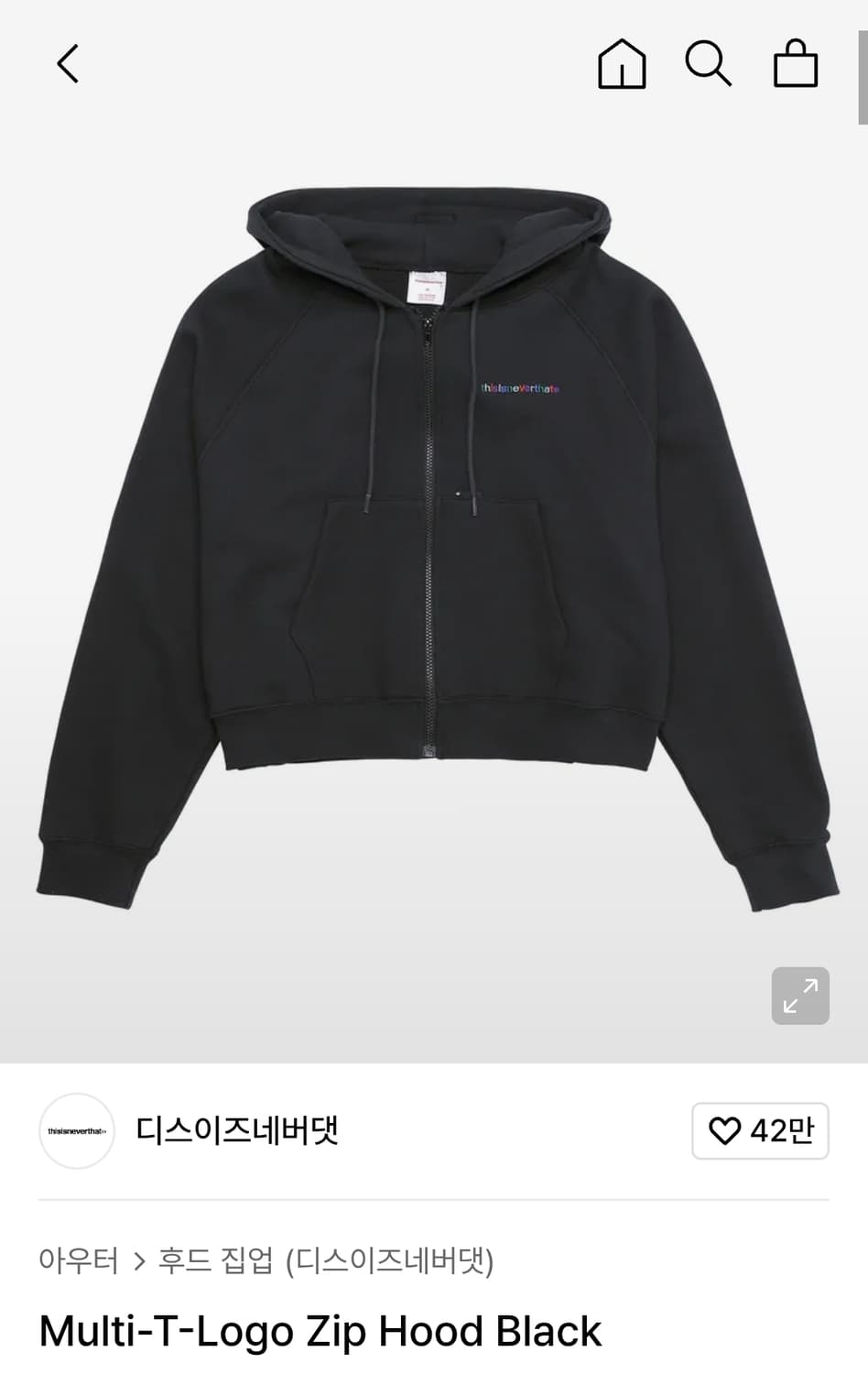 Thisisneverthat 블랙후드집업 M 상품이미지2