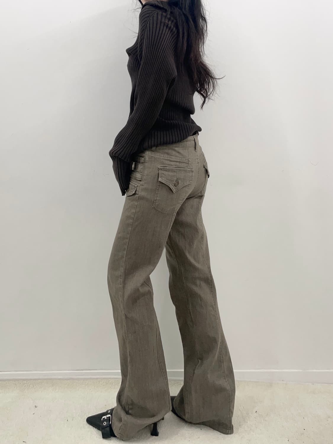 pocket Details belt beige boot-cut pants 상품이미지2